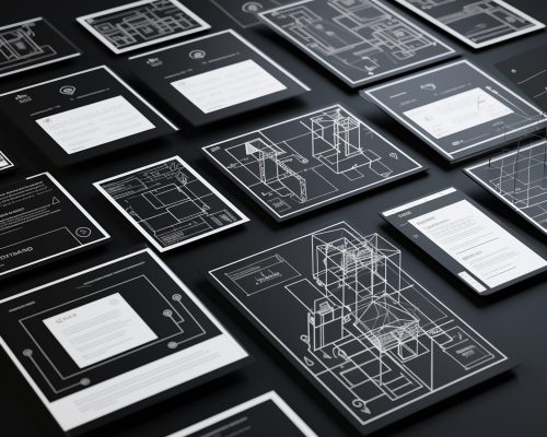 minimalist line drawing of wireframes