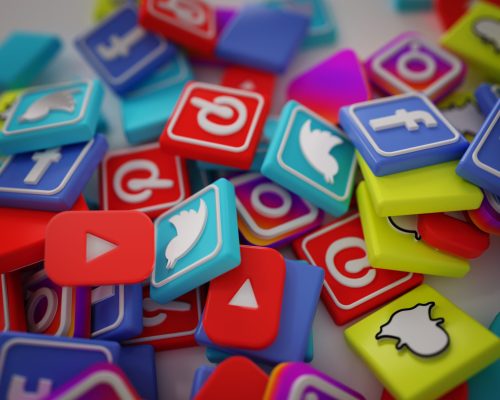 Pile of 3D Popular Social Media Logos